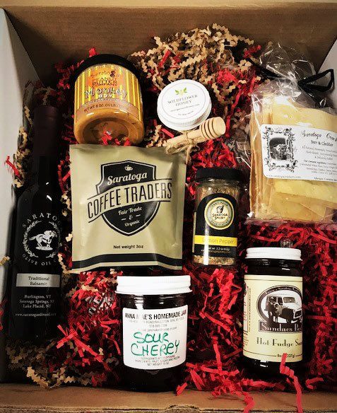 Food Tour Box with goodies like coffee, honey, balsamic vinegar etc